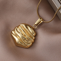 Ожерелья с плоским круглым кулоном из текстурированной хирургической нержавеющей стали 316 для женщин&nbsp;ZV8264