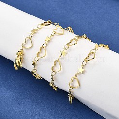 Латунные ожерелья со звездами и сердечками NJEW-M108-30G