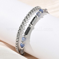 Многорядные бусины из натурального содалита и немагнитного синтетического гематита&nbsp;BJEW-Z148-05P-01