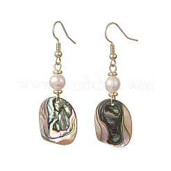 Orecchini pendenti con perle d'acqua dolce coltivate naturali e perline di conchiglia di abalone/paua.&nbsp;EJEW-JE07313-01