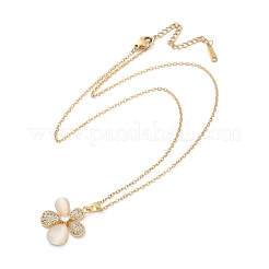 Кулон из цветочной латуни с микропаве из кубического циркония для женщин NJEW-C076-05G