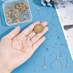 DIYイヤリング作り探しキット  304ステンレススチールワイヤーファンペンダントイヤリング金具、ピアスフック、丸カンを含む  ゴールデン·ステンレス鋼色  240個/箱&nbsp;STAS-UN0045-52
