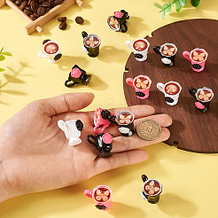 16 шт. 4-х цветная смоляная модель кофейных украшений&nbsp;AJEW-TA0002-79