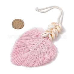 2 pz 2 colori foglia fatto a mano cotone intrecciato macramè ciondolo decorazioni&nbsp;HJEW-JM02824