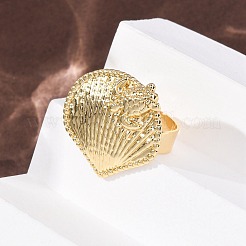 Открытые кольца из латуни с морской тематикой&nbsp;RJEW-Z129-01G-01