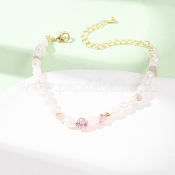 Bracelets en quartz fraise naturel et perles de riz naturelles&nbsp;GG-CBA3297-13G-C