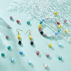 80色電気メッキ不透明ガラスビーズ8個  ファセットバレル  ミックスカラー  8x8mm  穴：1mm  10個/カラー&nbsp;GLAA-PH0001-35