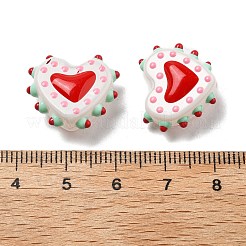 Запекаемые стеклянные бусины с рисунком в виде сердца LAMP-V001-07D