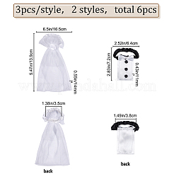 3 Set Weinflaschenhüllen aus Organza und Stoff für Braut und Bräutigam&nbsp;AJEW-CP0001-48