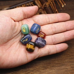 Natürlicher Edelstein Trommelstein mit eingraviertem Sanskrit&nbsp;PW-WG5DDC3-01
