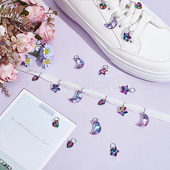 24 шт. 3 стиля подвески в виде стеклянной обуви в виде звезды PALLOY-PH01715