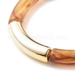 Braccialetto elasticizzato con perline in tubo curvo acrilico con pietra preziosa imitazione&nbsp;BJEW-JB07981-01