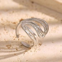 304ステンレススチールオープンカフリング  ナゲット  ステンレス鋼色  内径：17.4mm&nbsp;WGEC3B2-01