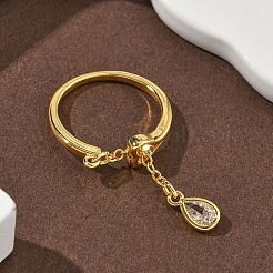 Латунные микро проложить пальцев кольца кубического циркония RJEW-H258-11G