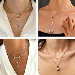 10 шт. ожерелье из нержавеющей стали 304 с цепочкой&nbsp;NJEW-YW0001-25G