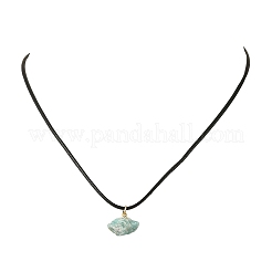 Collier avec pendentif en amazonite brute naturelle et cordon ciré noir&nbsp;NJEW-JN06582-02