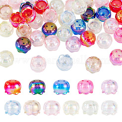 50 capuchon de perle en acrylique transparent plaqué UV&nbsp;TACR-TA0001-74