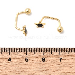 304ステンレススチールスタッドピアス  エナメル  ゴールドカラー  スター  17.5x6.5x8.5mm&nbsp;EJEW-F396-05C-G