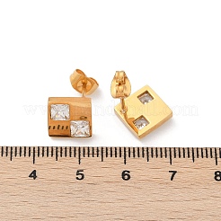 Серьги-гвоздики из нержавеющей стали 304 с микропаве из прозрачных кубических цирконий&nbsp;EJEW-Z089-25G