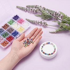 1200 шт.15 цвета акриловые бусины из искусственного жемчуга OACR-YW0001-12