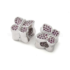 Бабочка латунь микро проложить кубического циркония европейских бусы KK-C086-16P-01