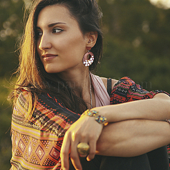 20 пара полукруглых сережек-гвоздиков из орехового дерева WOOD-UN0001-02