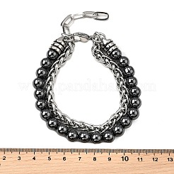 Многорядные браслеты из круглых бусин из натуральных драгоценных камней BJEW-D330-02P