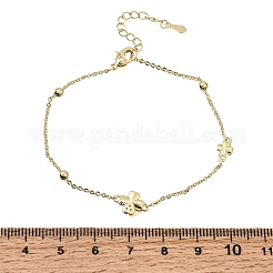 Bracciali a maglie a quadrifoglio in ottone con micro pavé di zirconi cubici trasparenti&nbsp;KK-CBAED06-02G