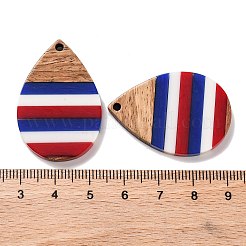 Подвески из непрозрачной полосатой смолы и орехового дерева в честь Дня независимости RESI-U010-02S