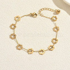 Bracelets en acier inoxydable 201 à maillons creux en forme de fleur pour femmes&nbsp;UF0900