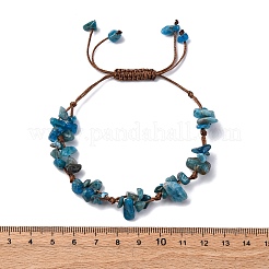 Регулируемые браслеты из плетеных бусин из натурального апатита для женщин BJEW-U035-02N