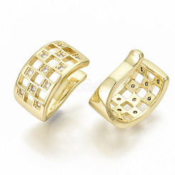 Orecchini a polsino in zircone chiaro con micro pavè di ottone&nbsp;EJEW-S201-202G-NF