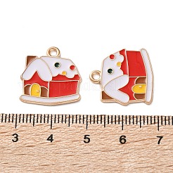 合金エナメルチャーム  クリスマステーマ  ライトゴールド  ハウス  18.5x18x1.2mm  穴：1.6mm&nbsp;LS-ENAM-I061-01KCG-09