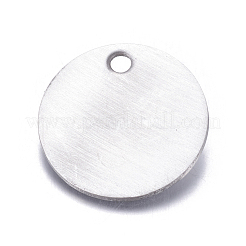 変色しにくいステンレススチールタグペンダント  フラットラウンド  鏡面研磨仕上げ  ステンレス鋼色  20x1mm  穴：1.5~2mm&nbsp;LS-STAS-S020
