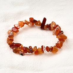 Braccialetti elastici in perle di corniola naturale per uomo e donna&nbsp;BJEW-C105-01B