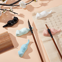 5 шт. 5-цветная керамическая подставка для кистей для каллиграфии в форме кошки AJEW-PH0006-22