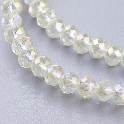 電気メッキガラスビーズセット  ABカラーメッキ  多面カット  ロンデル  ベージュ  2.9~3.3x2mm  穴：1mm  約125~135個/連  33~34cm&nbsp;EGLA-D020-3x2mm-70