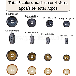 72 шт. 4 стиля 4-дырочные смоляные пуговицы BUTT-GF0004-04