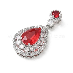 Colgantes de circonita cúbica roja micro pavé de latón&nbsp;KK-A299-11P