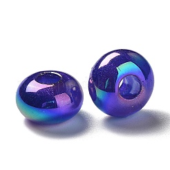 蓄光レインボー虹色メッキアクリルヨーロピアンビーズ  キラキラビーズ  大穴ビーズ  暗闇で光る  ロンデル  ミックスカラー  14x9mm  穴：5mm&nbsp;OACR-P019-04A-M