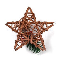 クリスマステーマのフォーム模造ベリーとプラスチックの松のピックの装飾  鉄線で  天然のつる植物と松ぼっくり  クリスマスのテーブル パーティーの家の装飾のため  スター  83x84x31.5mm&nbsp;DIY-Z034-02E