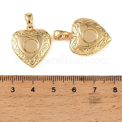 Medaillon-Anhänger aus Messing mit floralem Relief&nbsp;KK-CBA7157-03G