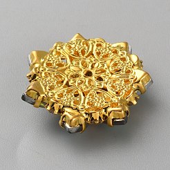 Латунные стеклянные пуговицы со стразами&nbsp;KK-WH0816-011G-D