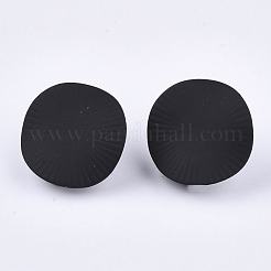 スプレー塗装鉄スタッドピアスパーツ  スチールピンとループ付き  フラットラウンド  ブラック  21mm  穴：4.5mm  ピン：0.7mm&nbsp;IFIN-S703-13A