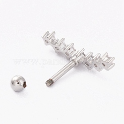 Латунные серьги-хрящи со штангой из прозрачного кубического циркония с микропаве X-AJEW-P017-09P