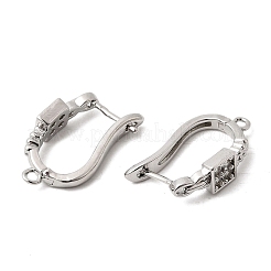 Квадратные латунные серьги-кольца с микропаве из прозрачных кубических цирконий&nbsp;KK-A289-07P