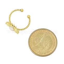 Blume 304 Edelstahl Emaille offene Manschettenringe für Frauen&nbsp;RJEW-G338-15G-01