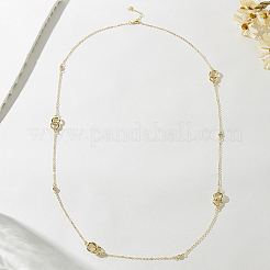 Collares largos sencillos de cadena de cable con doble anillo de hierro para mujer&nbsp;WE4391