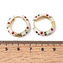 Ohrringe aus Messing mit Kirschmuster und Emaille&nbsp;EJEW-G471-01G-01