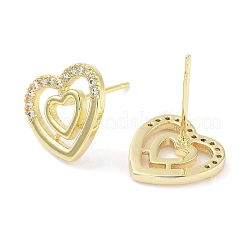 Женские серьги-гвоздики из латуни с микропаве и прозрачным кубическим цирконием&nbsp;EJEW-S217-A07